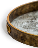 Set of 2 Dark Gold World Map Serving Trays - LUM18