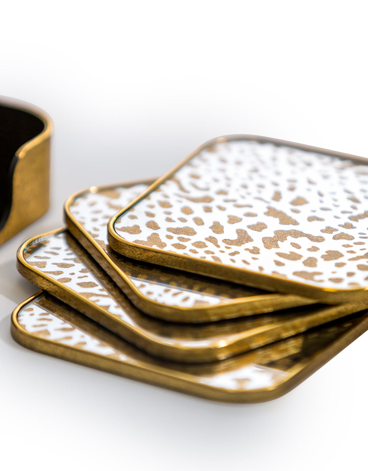 Set of 4 Mirrored Leopard Print Coasters - LUM19