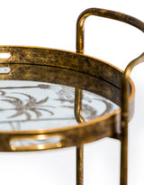 Antique Gold Drinks Trolley w/ Mirrored Serving Trays - LUM20