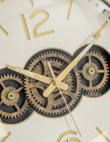 White / Cream Moving Gears Clock - LUM21
