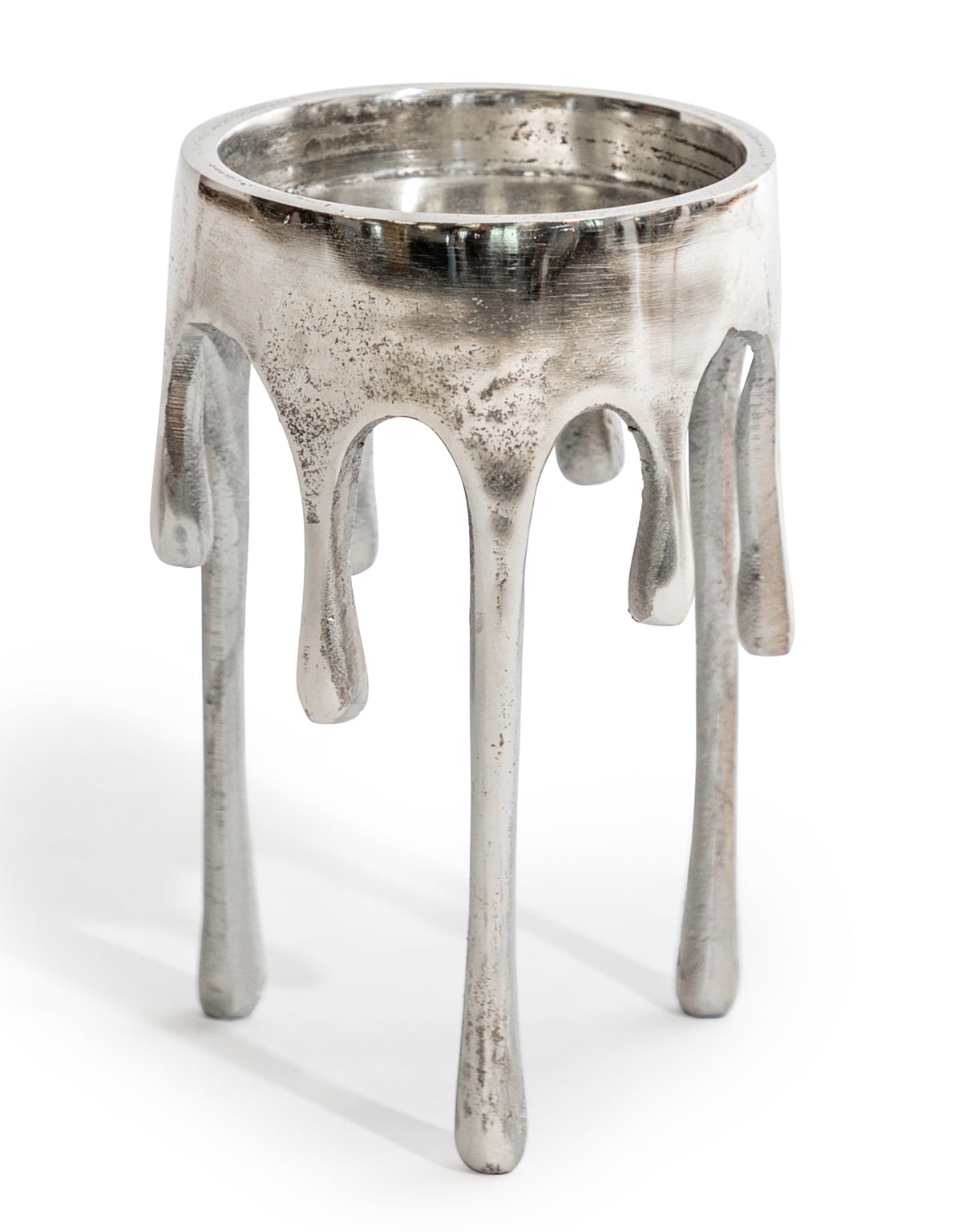 Medium Raw Nickel "Dali" Drip Candle Holder - DRP26