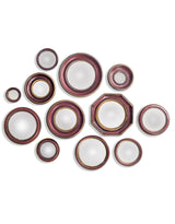 Set of 12 Assorted Antique Red/Pink/Gold Framed Convex Mirrors - MK146