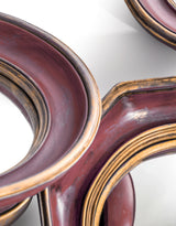 Set of 12 Assorted Antique Red/Pink/Gold Framed Convex Mirrors - MK146