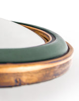 Set of 12 Assorted Antique Green / Gold Framed Convex Mirrors - MK159