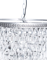 Large Brushed Silver Finish Rainfall Chandelier w/ Clear Crystals - CH294