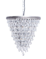 Large Brushed Silver Finish Rainfall Chandelier w/ Clear Crystals - CH294