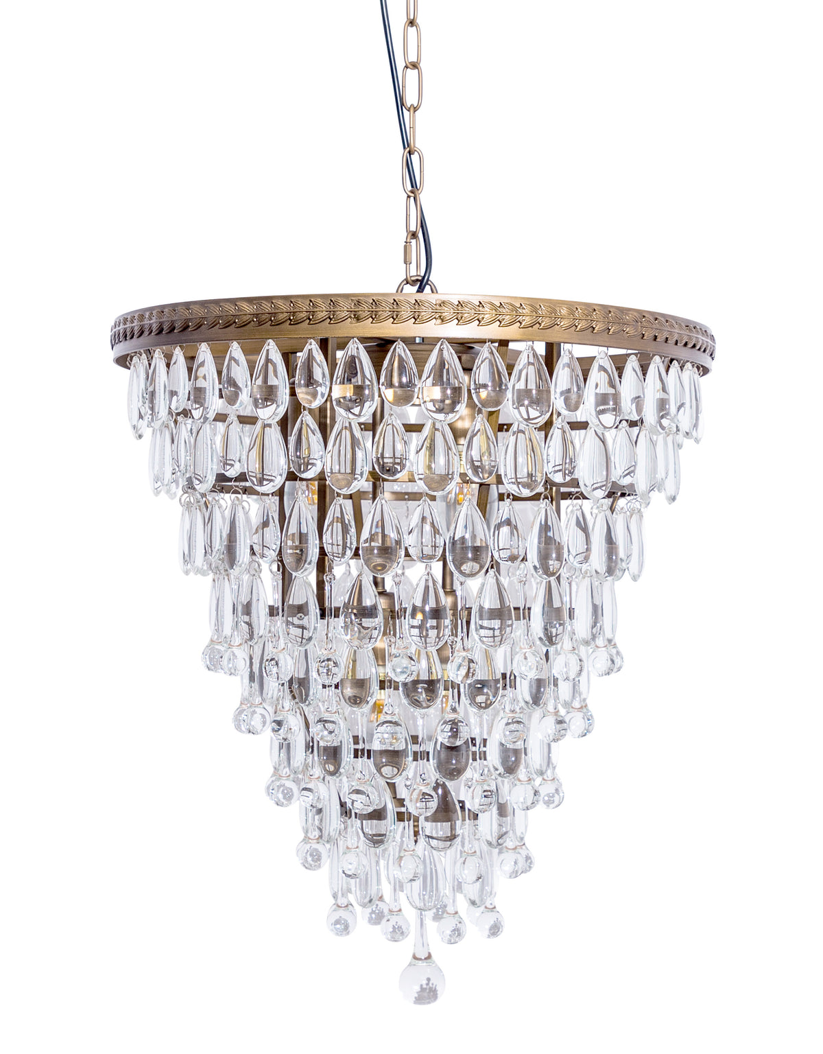 Large Bronze/Gold Finish Rainfall Chandelier w/ Clear Crystals - CH295