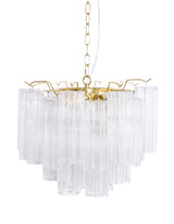 Brass with Multi Clear Waved Cylinder Glass Chandelier - CH298