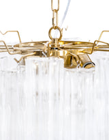 Brass with Multi Clear Waved Cylinder Glass Chandelier - CH298