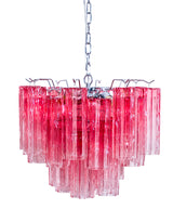 Chrome with Multi Pink Waved Cylinder Glass Chandelier - CH299