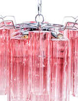 Chrome with Multi Pink Waved Cylinder Glass Chandelier - CH299