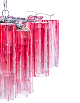 Chrome with Multi Pink Waved Cylinder Glass Chandelier - CH299