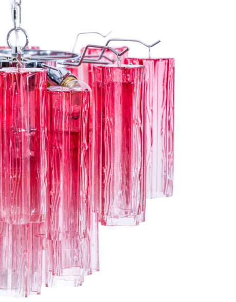 Chrome with Multi Pink Waved Cylinder Glass Chandelier - CH299