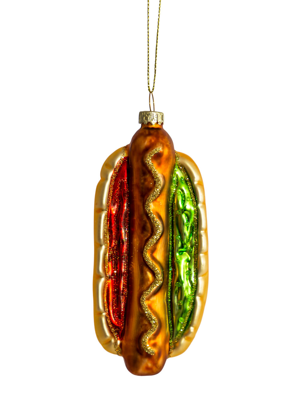 Hot Dog Decorative Glass Hanging Ornament (to be bought in qtys of 12) - XMA16