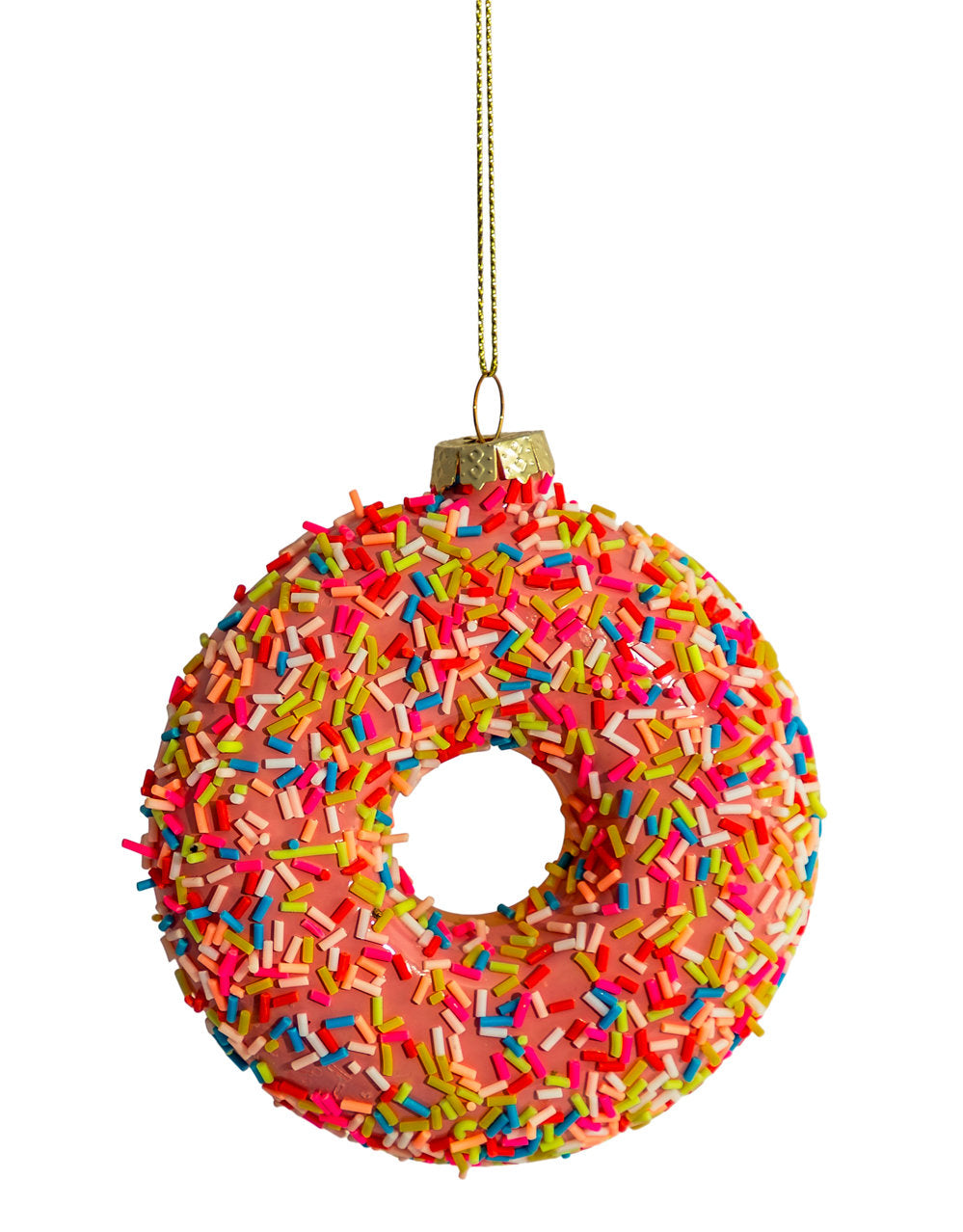 Pink Doughnut Decorative Glass Hanging Ornament (to be bought in qtys of 12) - XMA18