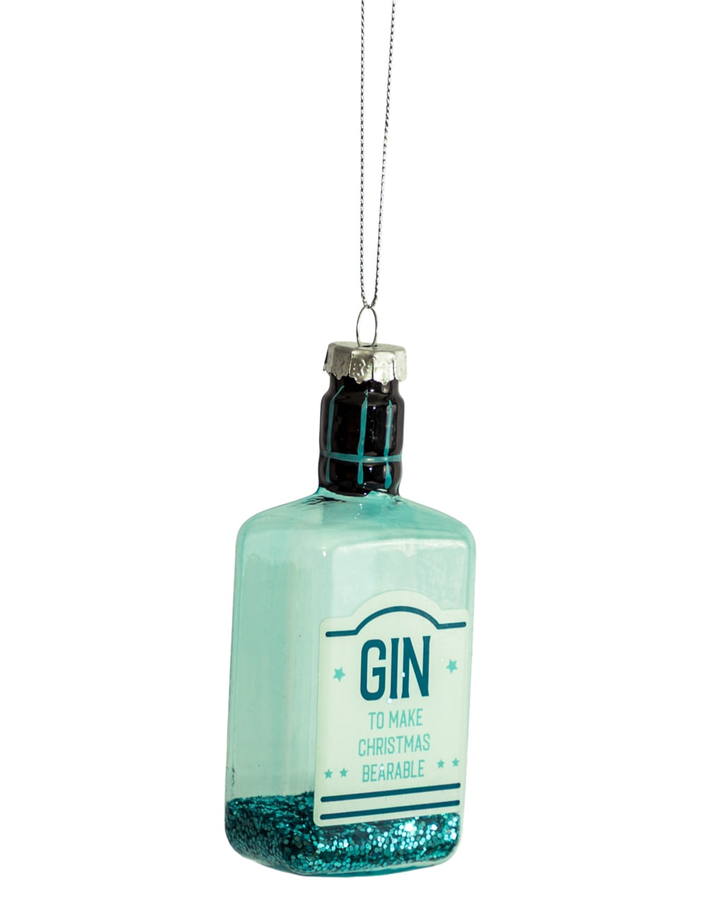 Gin Bottle Decorative Glass Hanging Ornament (to be bought in qtys of 12) - XMA22