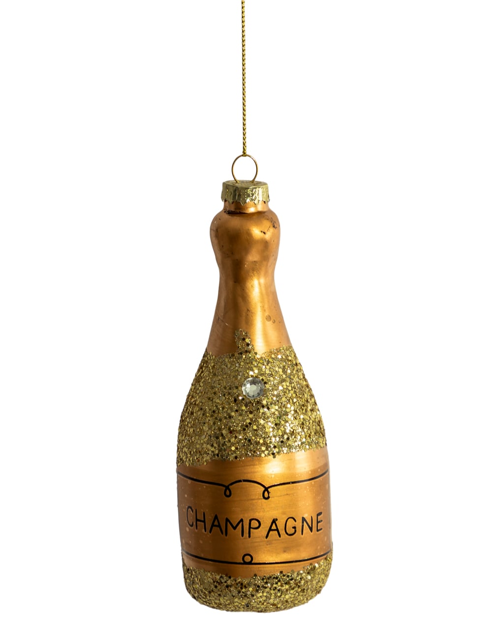 Champagne Bottle Decorative Glass Hanging Ornament (to be bought in qtys of 12) - XMA26