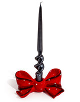 Ruby Red Spotted Ribbon Bow Ceramic Candle Holder (to be bought in qtys of 2) - EGC10