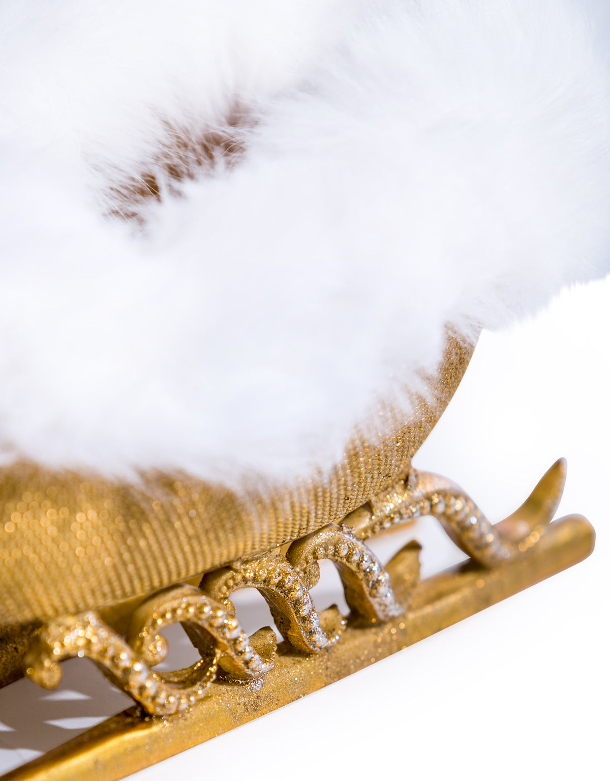 Gold Beaded Fur Sleigh Bottle Holder / Storage Bowl - SM104
