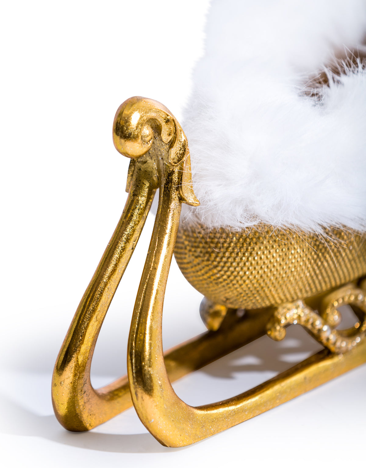 Gold Beaded Fur Sleigh Bottle Holder / Storage Bowl - SM104