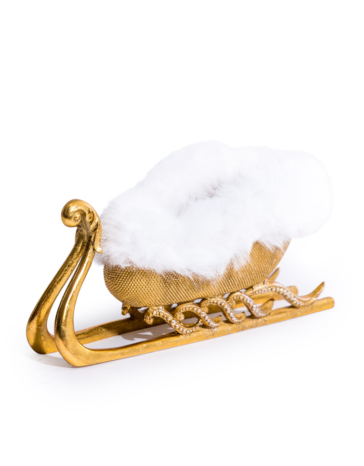 Gold Beaded Fur Sleigh Bottle Holder / Storage Bowl - SM104