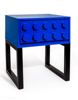 Blue "Ogel" Block Solid Wood Single Drawer Bedside Table - LGF10