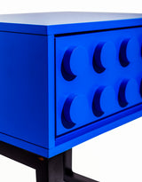 Blue "Ogel" Block Solid Wood Single Drawer Bedside Table - LGF10
