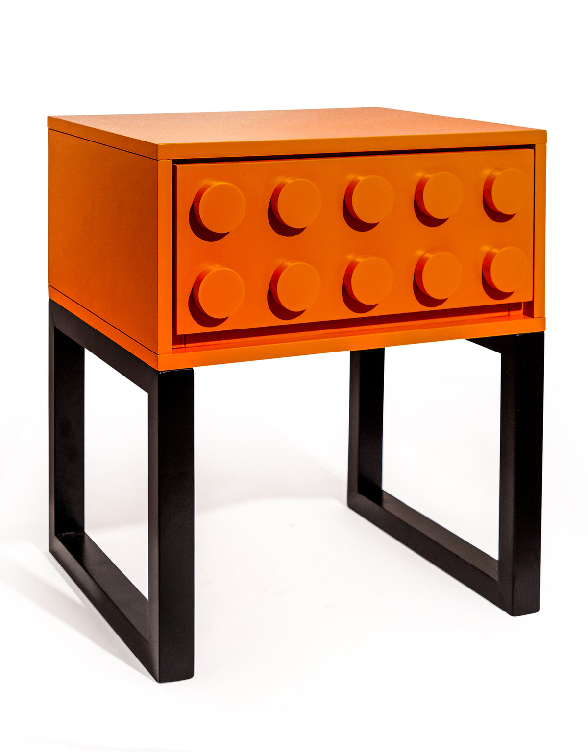 Orange "Ogel" Block Solid Wood Single Drawer Bedside Table - LGF11