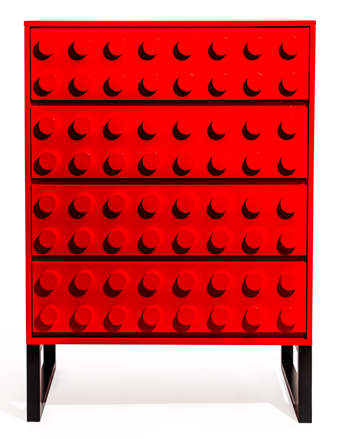 Red "Ogel" Block Solid Wood 4 Drawer Chest - LGF12