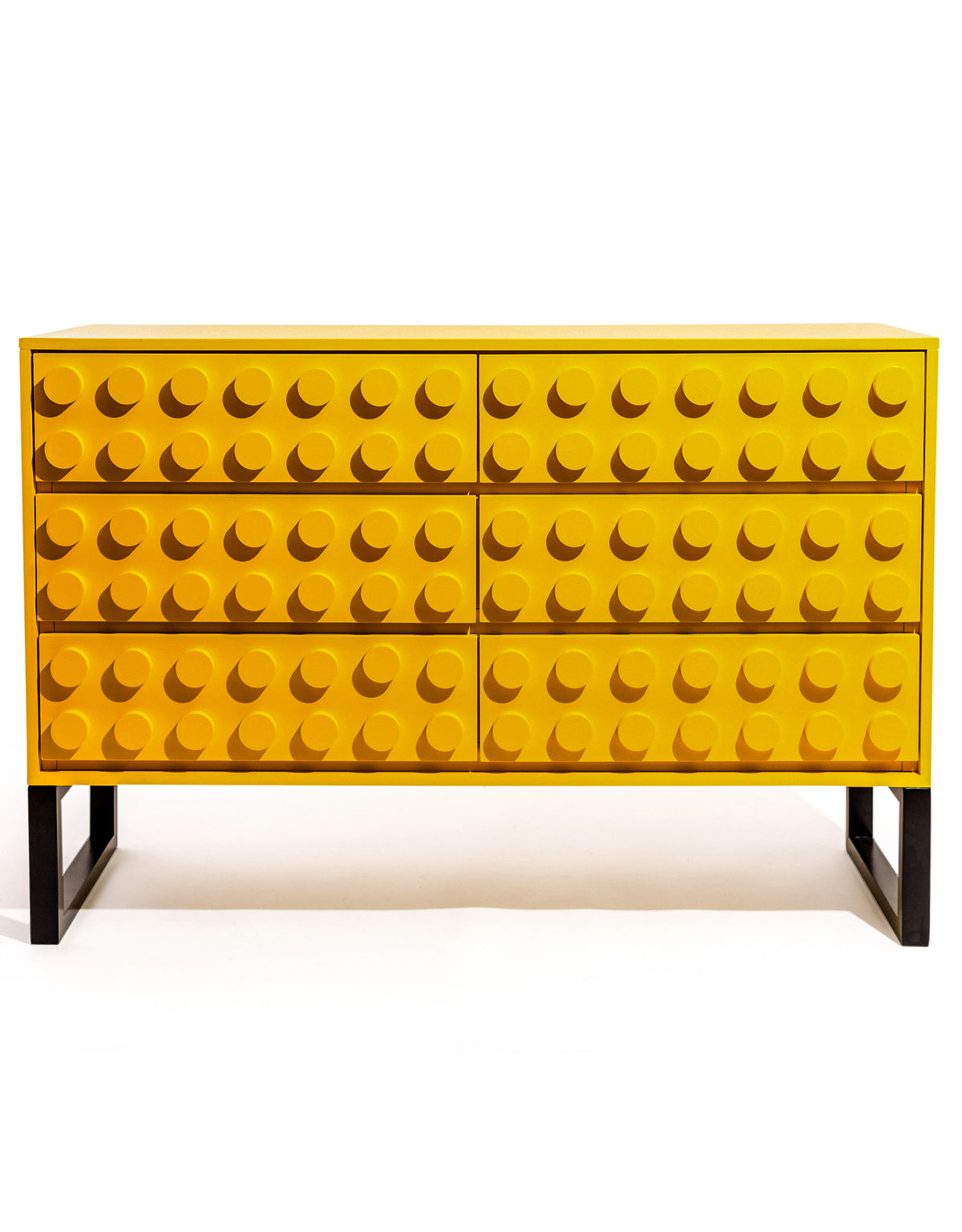 Yellow "Ogel" Block Solid Wood 6 Drawer Side Cabinet - LGF15