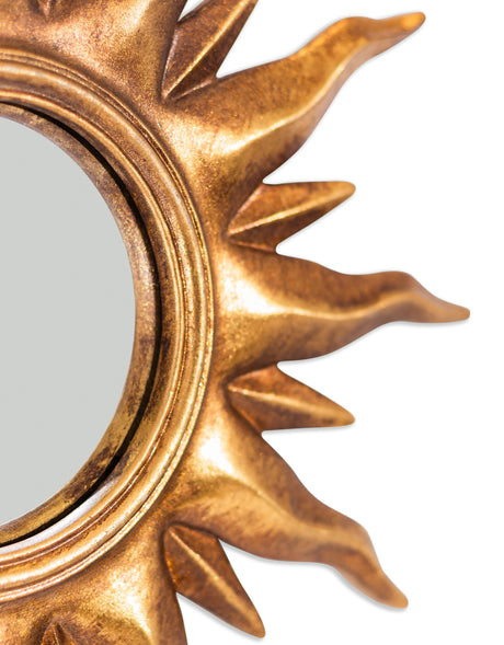 Antique Gold Sunburst Framed Small Convex Mirror - MK188