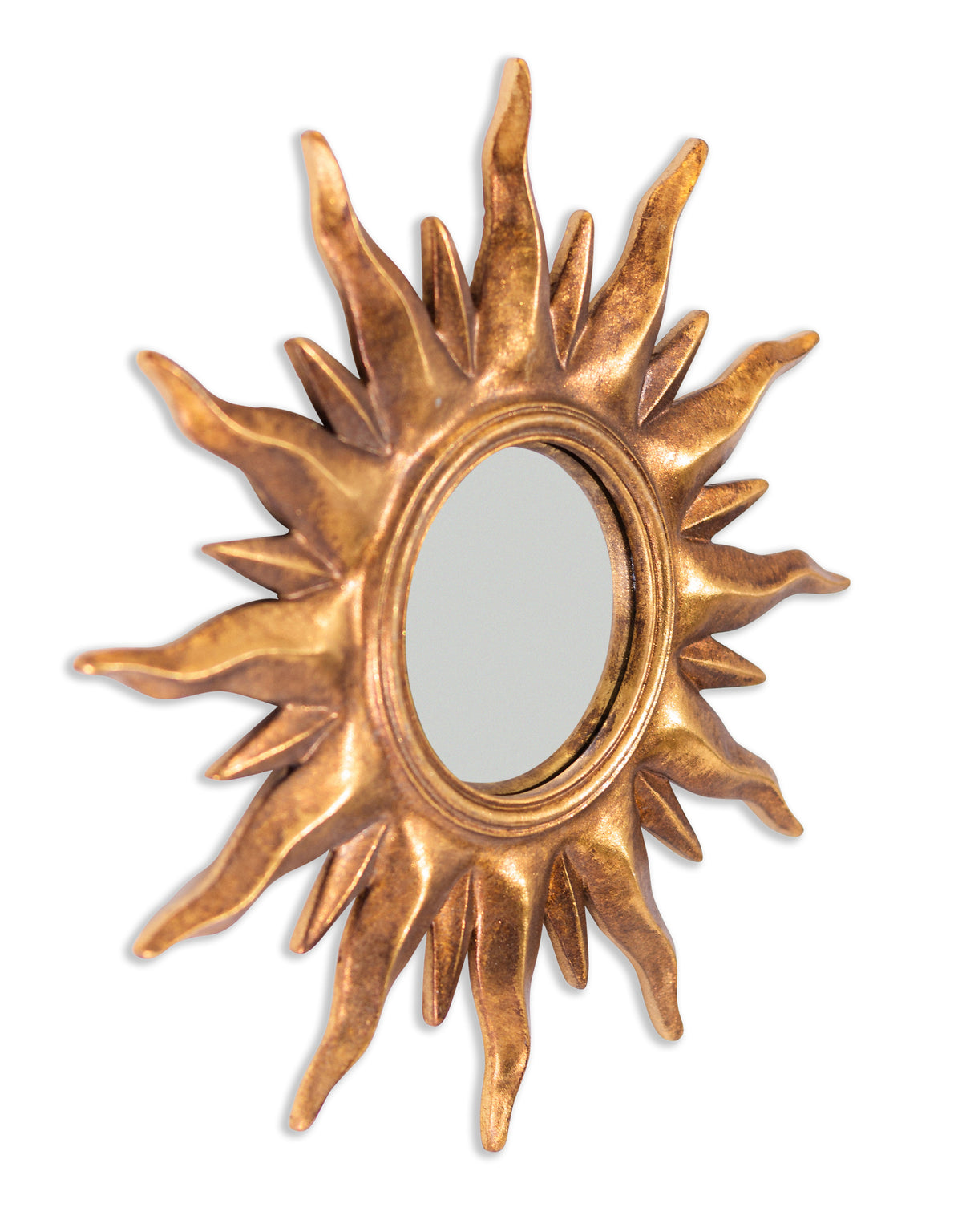 Antique Gold Sunburst Framed Small Convex Mirror - MK188