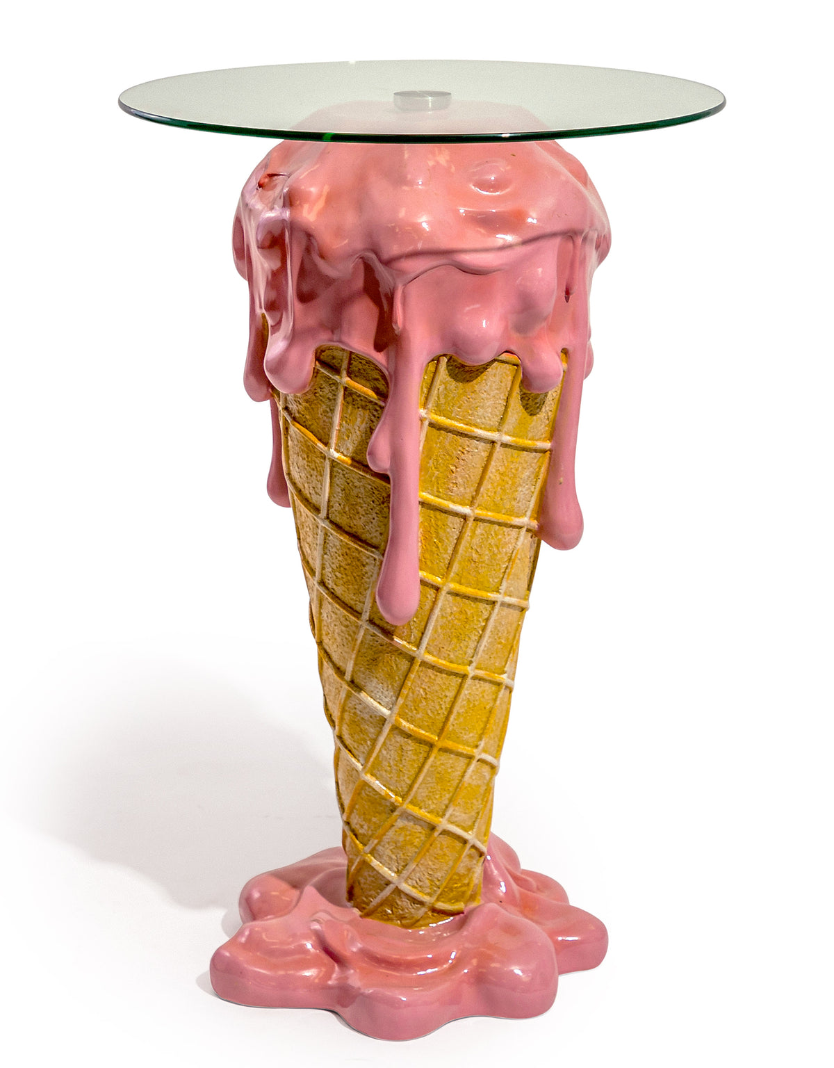 Melting Ice Cream Cone Side Table w/ Glass Top - DVM61
