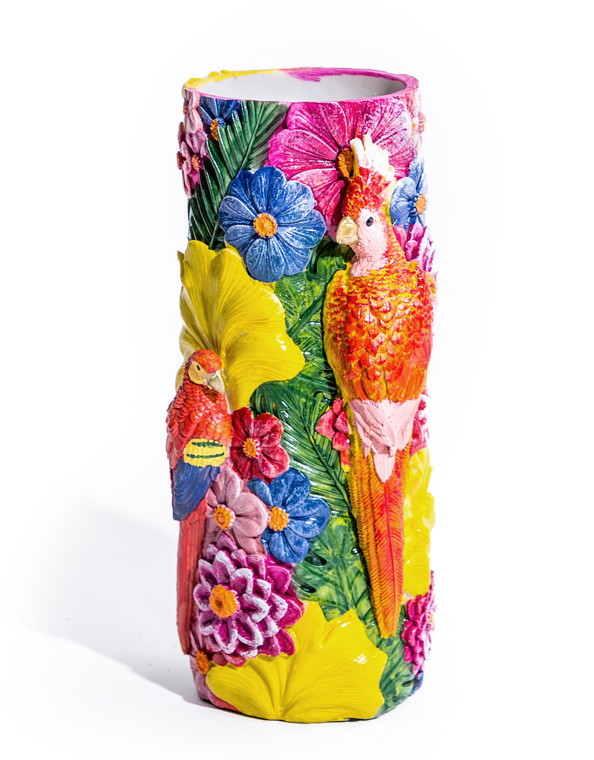Vibrant Coloured Floral Bird Vase - RM73