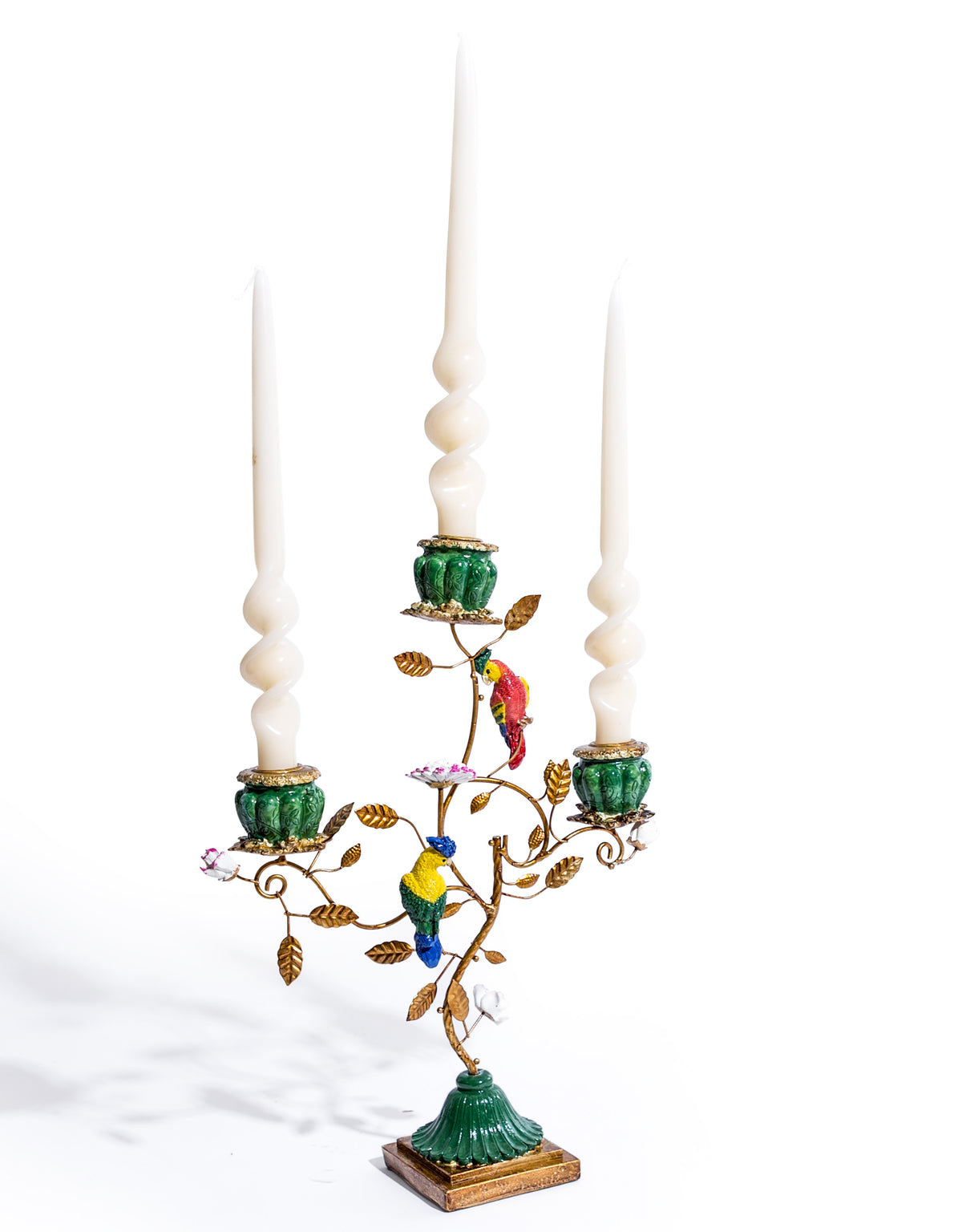 Antiqued Ornate Multi Branch Parrot Candle Holder - RM75