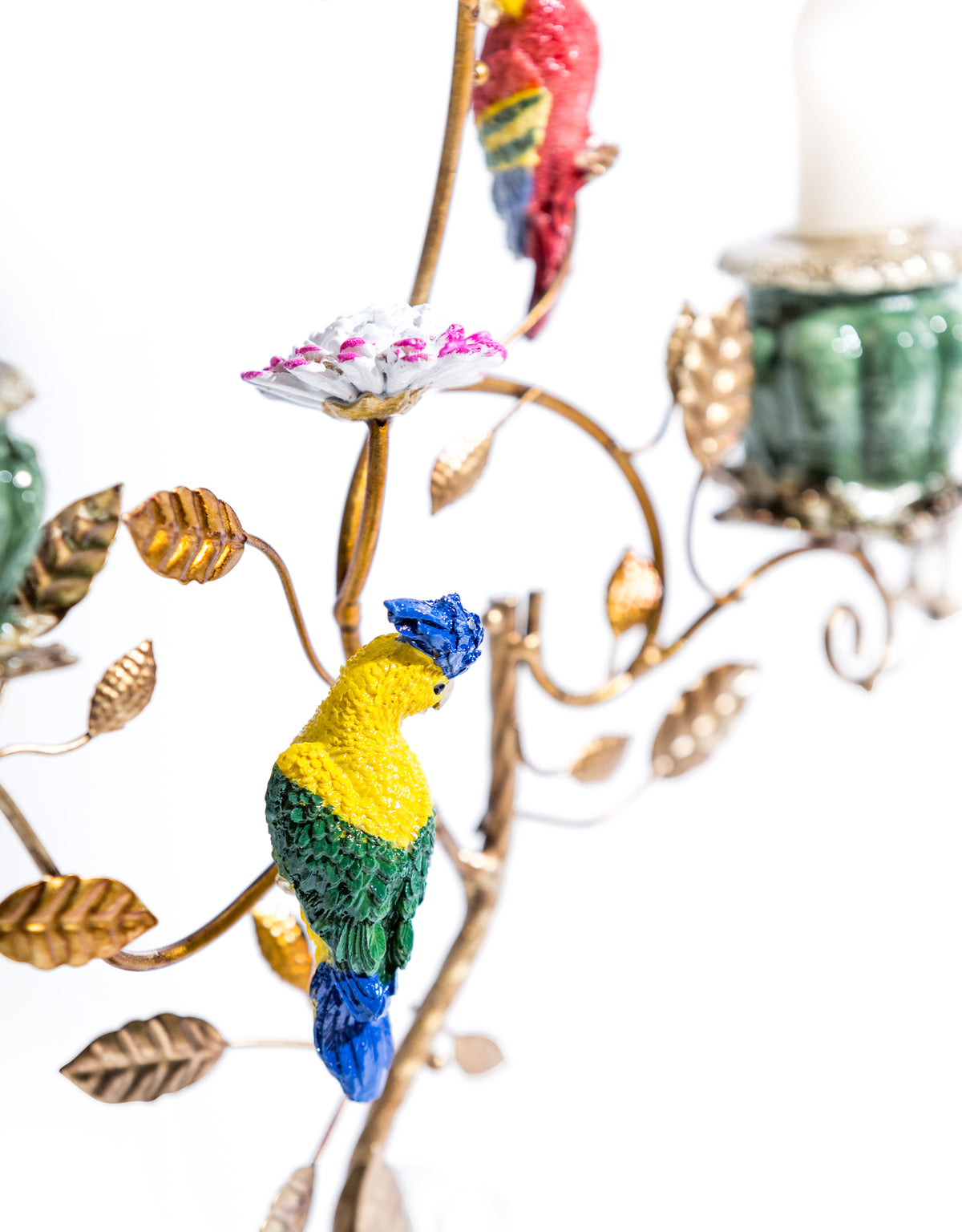 Antiqued Ornate Multi Branch Parrot Candle Holder - RM75