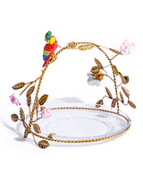 Serving Plate w/ Ornate Antiqued Parrot Branch Handle - RM76