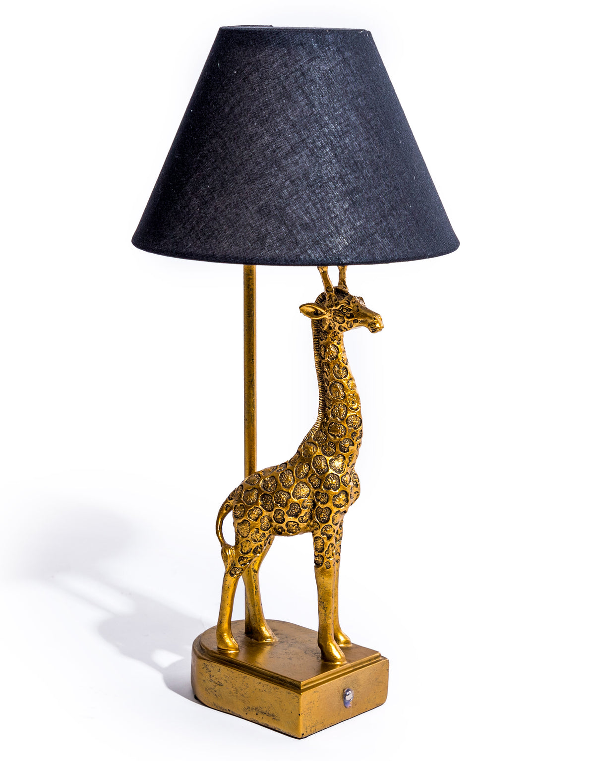 Antique Gold Giraffe Table Lamp w/ Black Shade - TL150