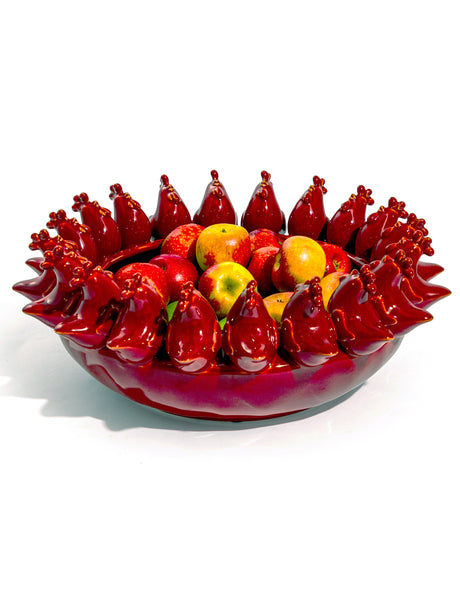 Multi Red Rooster/Chicken Ceramic Bowl - NCP16