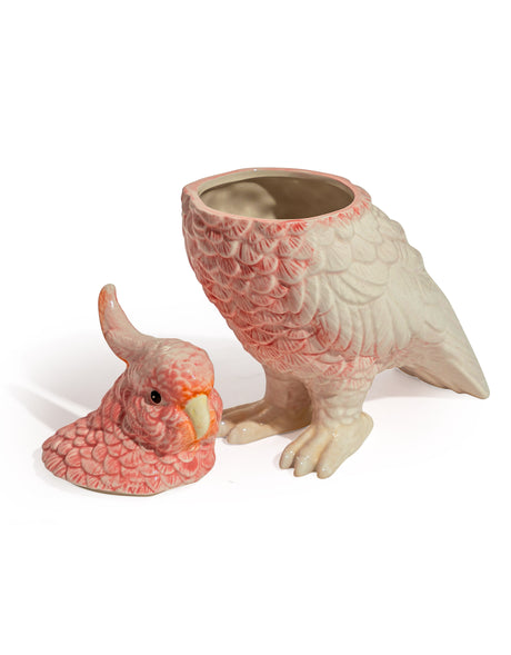 Pink & White Ceramic Parrot Storage Jar/Vase - CRT128