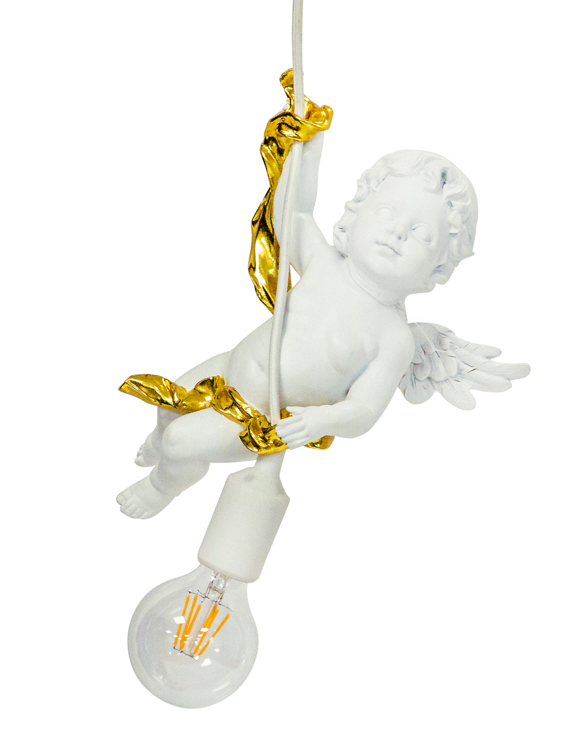 White & Gold Cherub Ceiling Pendant - BD187