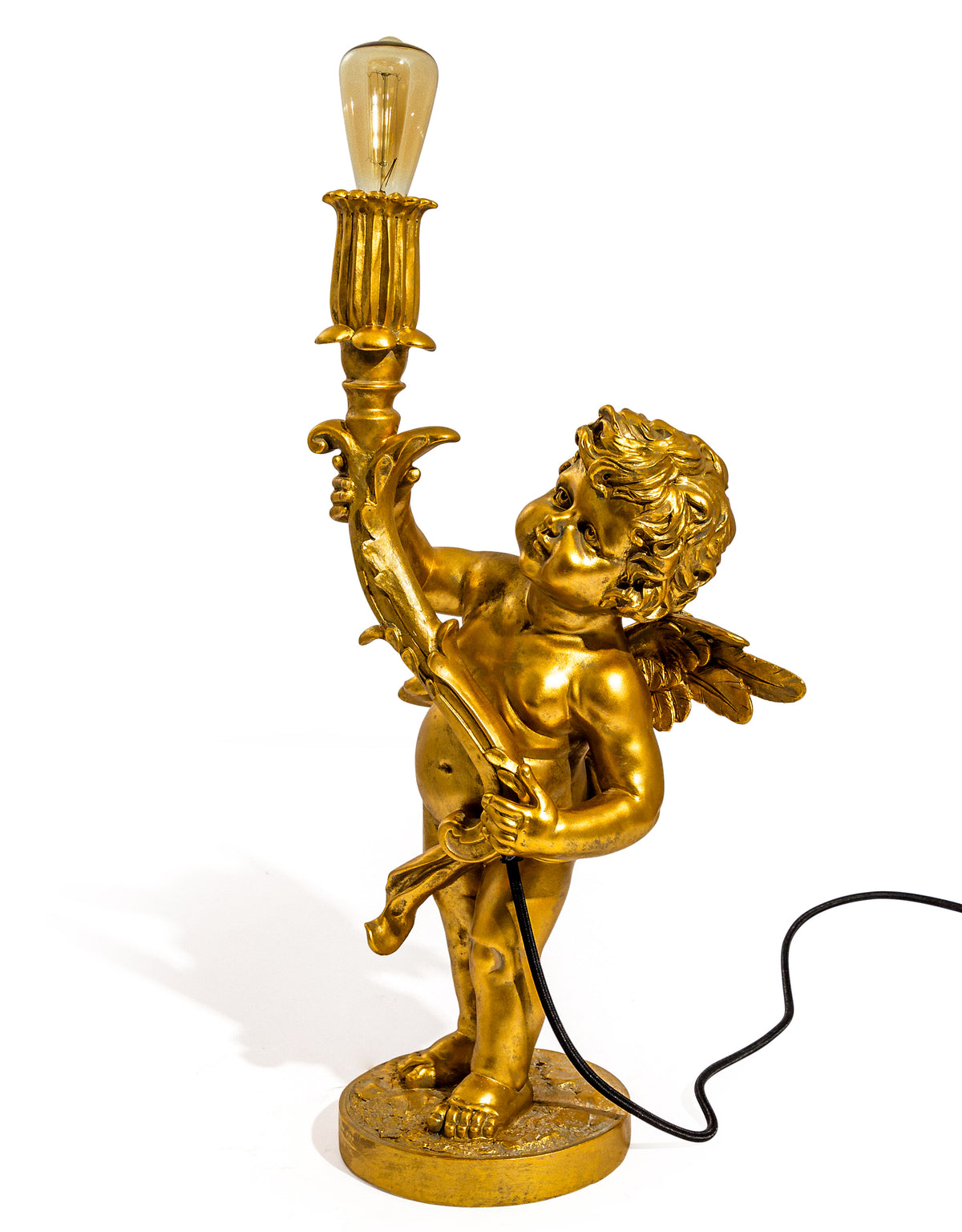 Antique Gold Standing Cherub Table Lamp - BD188