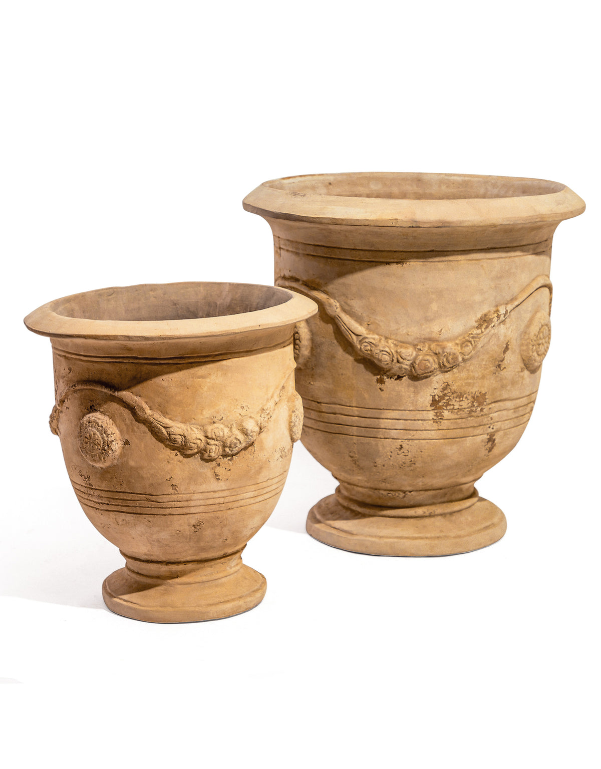 Set of 2 Extra Large Terracotta Garden Planters w/ Ornate Design - SM102
