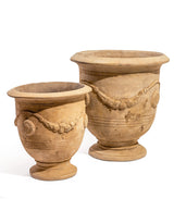 Set of 2 Extra Large Terracotta Garden Planters w/ Ornate Design - SM102