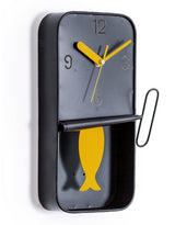 Black & Orange Metal Sardine Tin Pendulum Wall Clock - HKL89