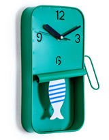 Mint Green Metal Sardine Tin Pendulum Wall Clock - HKL90
