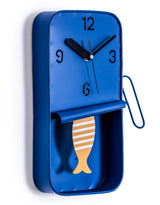 Navy Blue Metal Sardine Tin Pendulum Wall Clock - HKL91