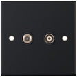 Selectric 5M Matt Black 2 Gang Satellite and TV/FM Socket with Black Insert