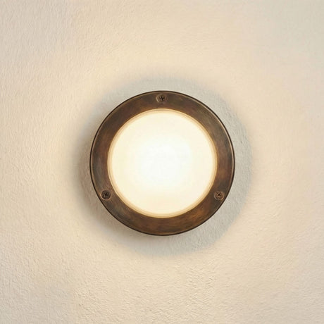 Navigator Solid Brass Plain Compact Mini Circular Bulkhead – Antique Brass