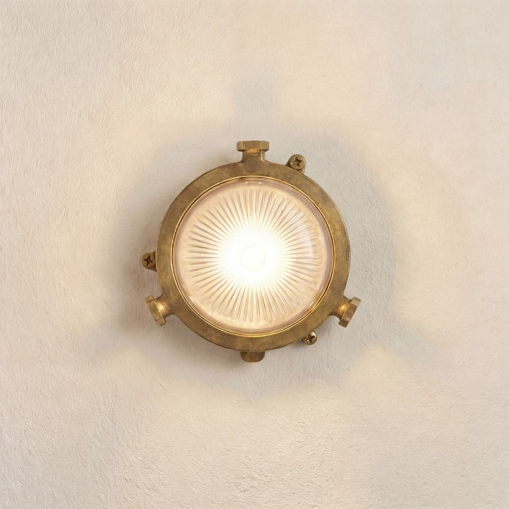 solid brass porthole plain frosted bulkhead g9 mini 140mm x 60mm